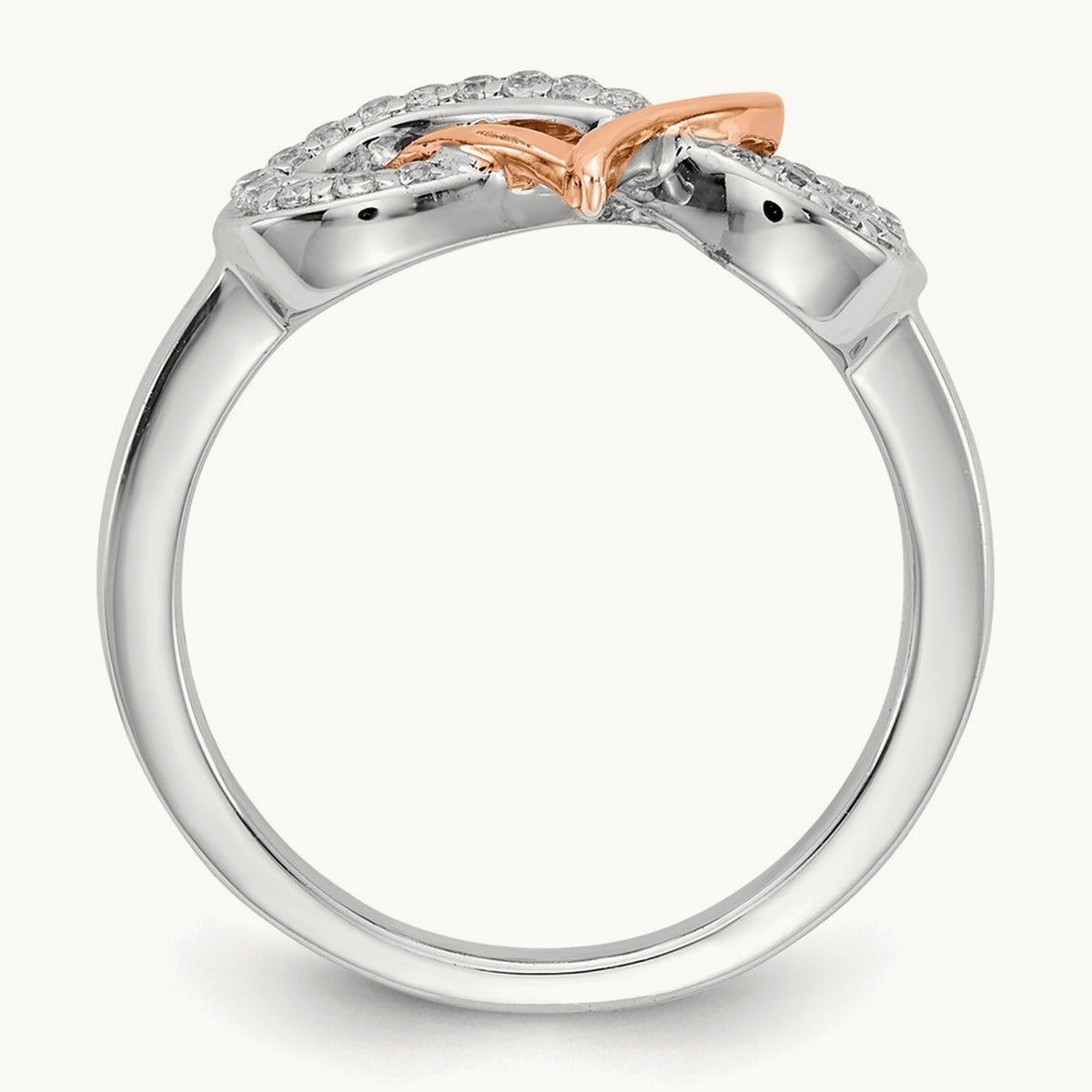 Diamond Heart Infinity Symbol Ring, 14K Two Tone