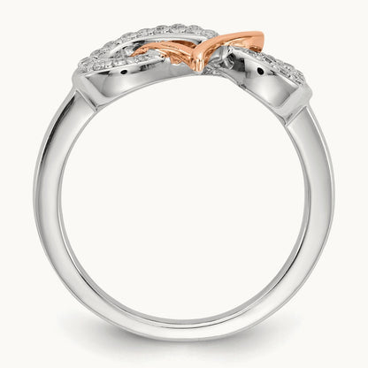 Diamond Heart Infinity Symbol Ring, 14K Two Tone