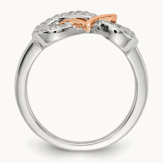 Diamond Heart Infinity Symbol Ring, 14K Two Tone