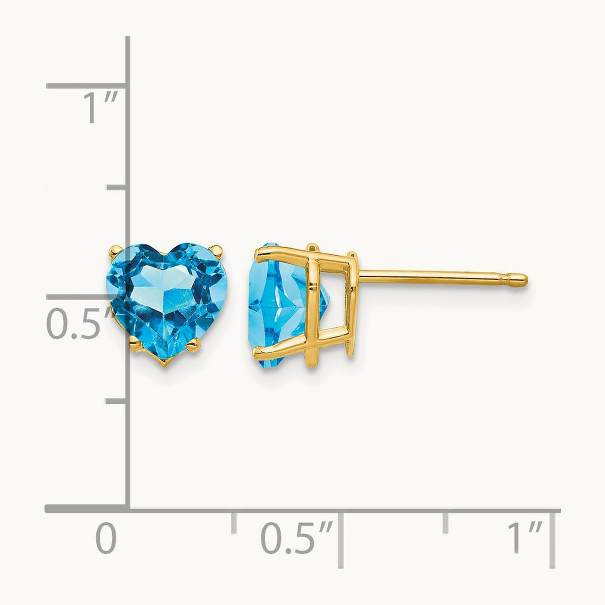 Heart Blue Topaz Earrings, 7mm, 14K