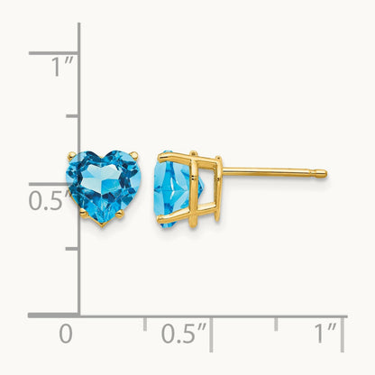 Heart Blue Topaz Earrings, 7mm, 14K