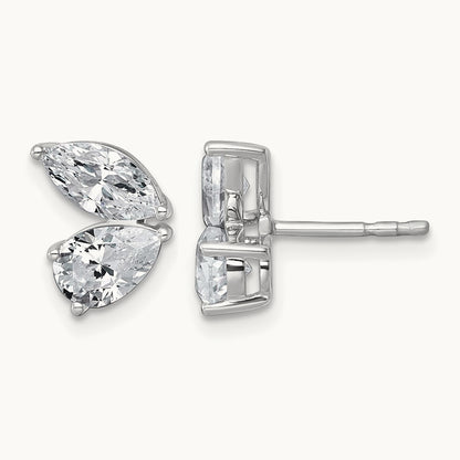 Marquise & Pear 2 Stone Post Earrings, 2.00 ct tw Lab-Grown Diamond