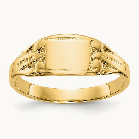 Polished Rectangular Baby Signet Ring, 14K