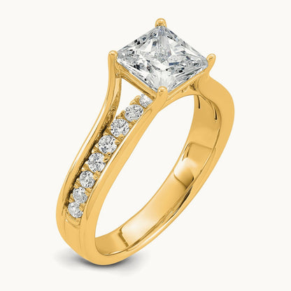 Princess Engagement Ring, 1.75-3.00 ct tw Lab-Grown Diamond — 1 7/8 ct, 14K Yellow Gold
