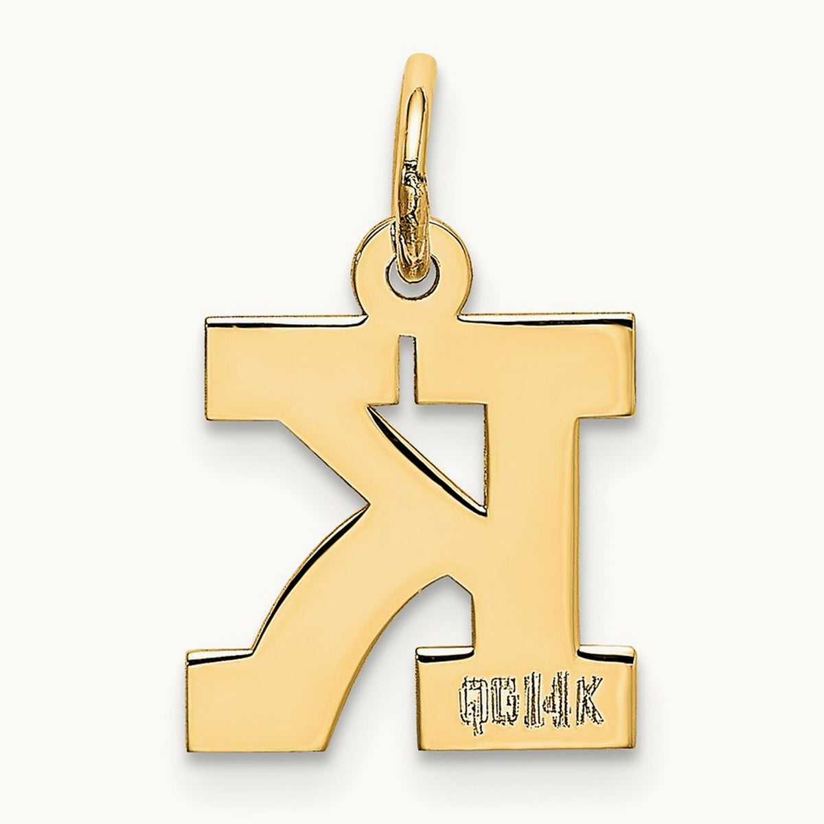 Small Block Initial Charm — 14K Yellow Gold, K
