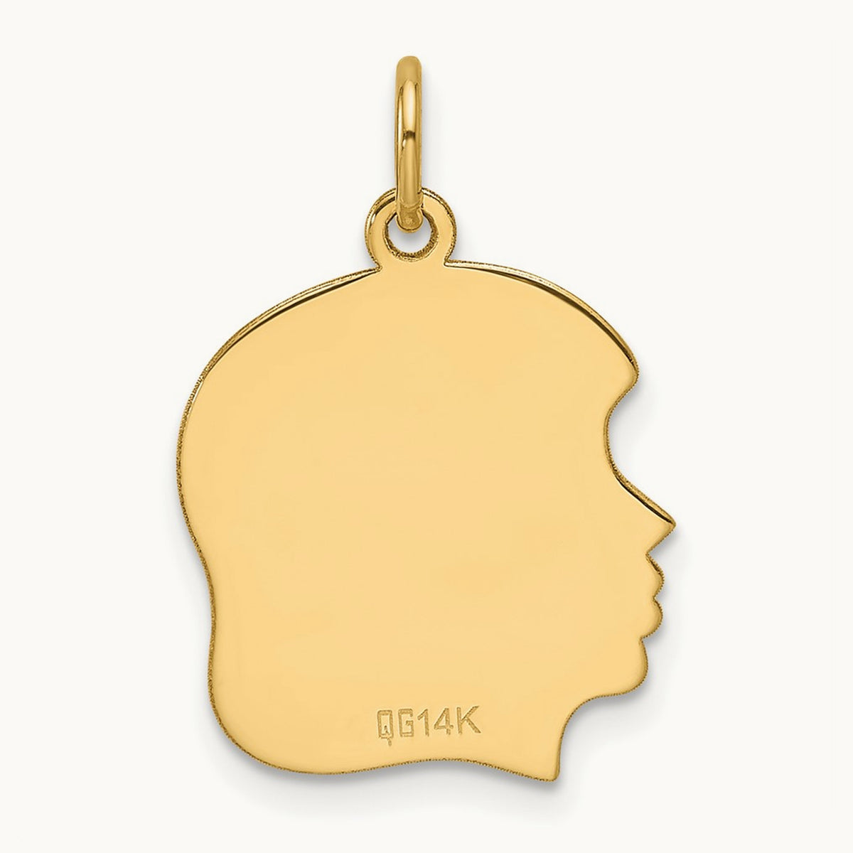Plain Medium .013 Gauge Facing Left Engravable Girl Head Charm — 22.8mm