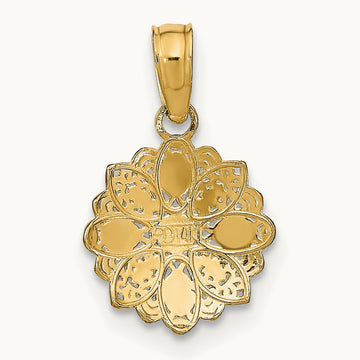 w/Rhodium and D/C Mini Filigree Flower Charm, 14K