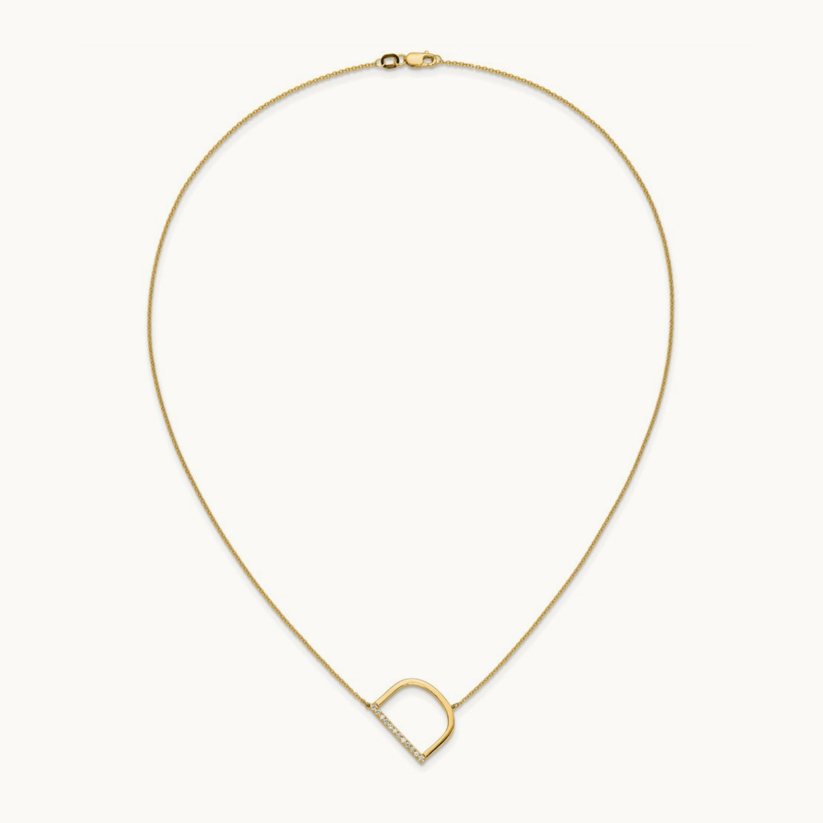 Sideways Diamond Necklace — 14K Yellow Gold, D