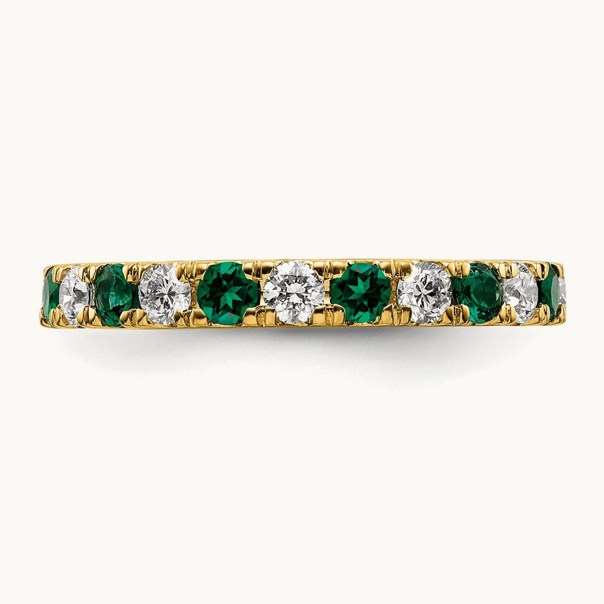 Created Emerald Eternity Band — 14K Yellow Gold, 2.65 mm