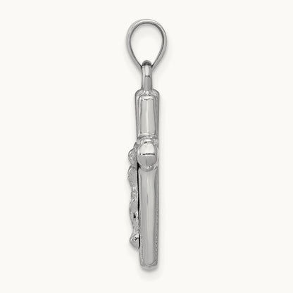 Reversible Crucifix Pendant — 14K White Gold, 28mm