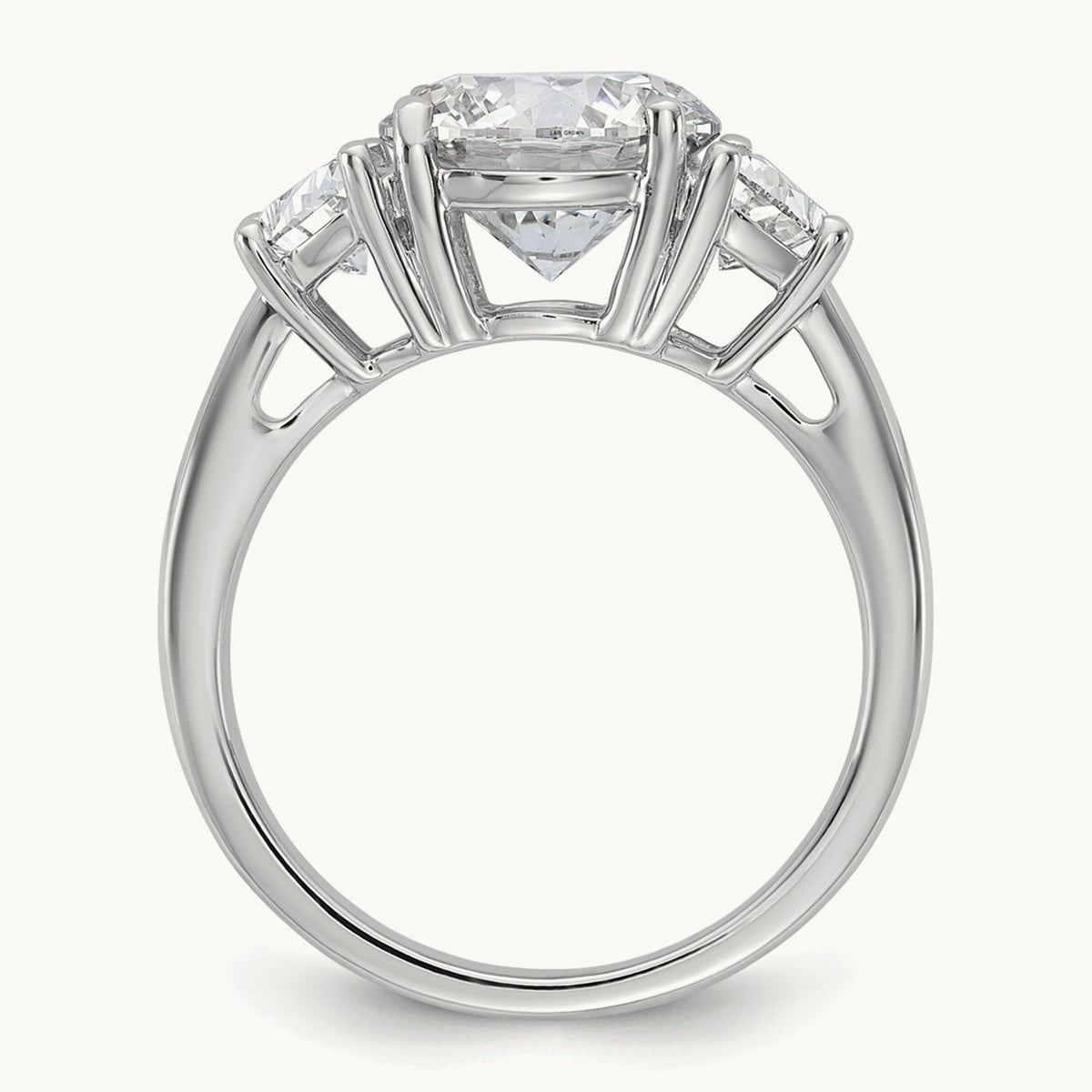 Round 3 Stone Engagement Ring, 1.25-4.00 ct tw Lab-Grown Diamond — 4 ct, 14K White Gold