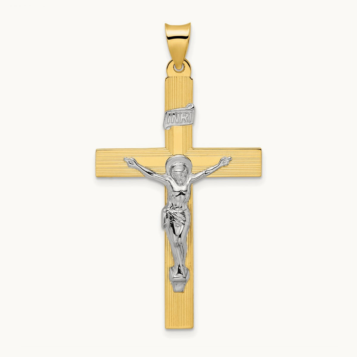 Polished Solid INRI Crucifix Cross Pendant — 48mm