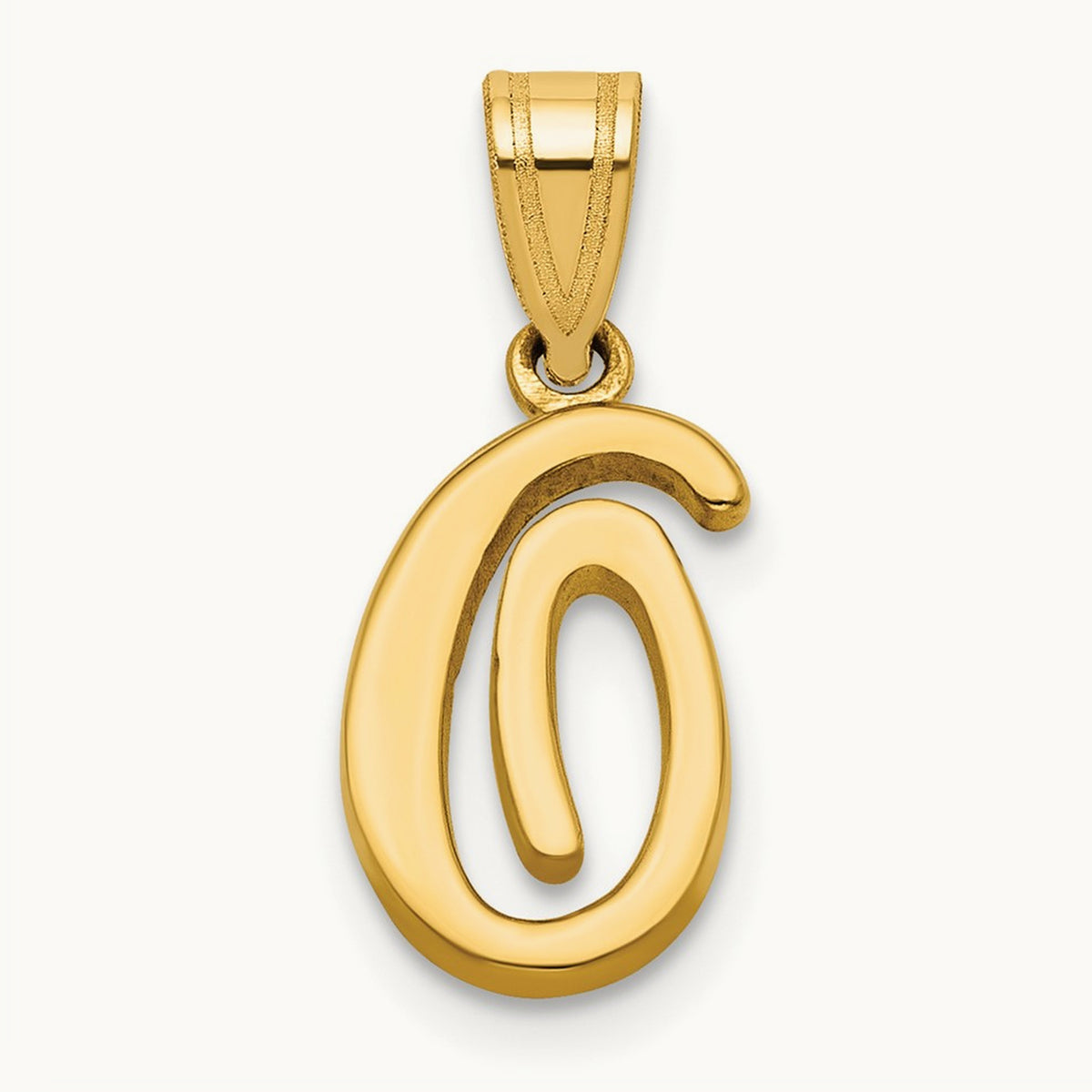 Script Letter O Initial Pendant, 14K Yellow Gold
