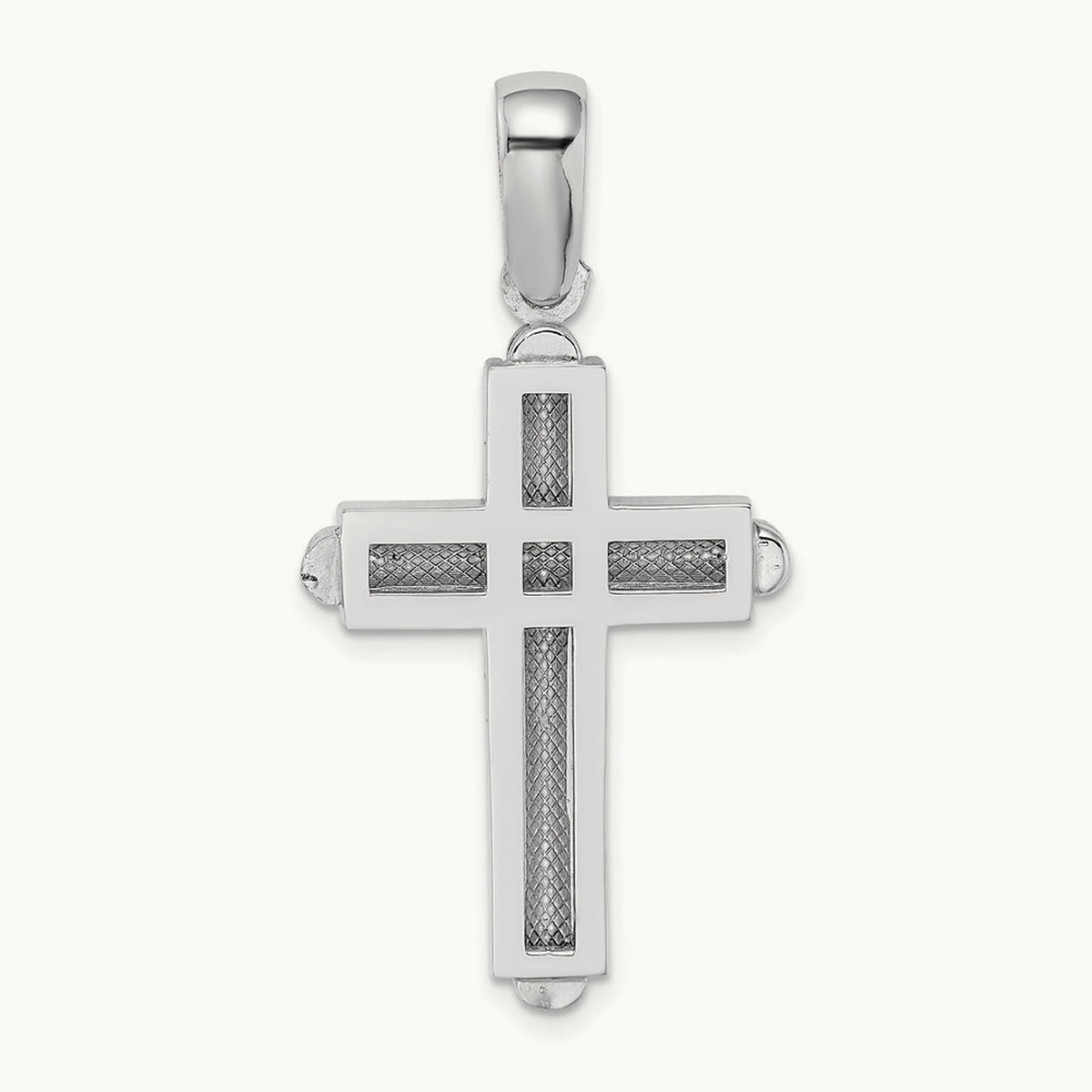 Beveled Cross Charm — 14K White Gold, 38.3mm