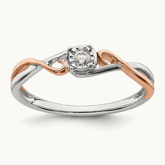 First Promise .05 cwt. Diamond Complete Promise/Eng, 14K White with Rose Gold