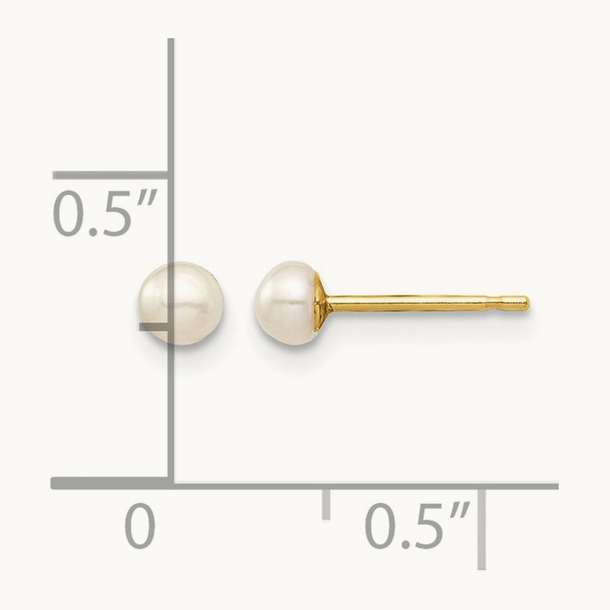 Madi K 3- White Button Freshwater Cultured Pearl Stud Post Earrings, 4mm, 14K