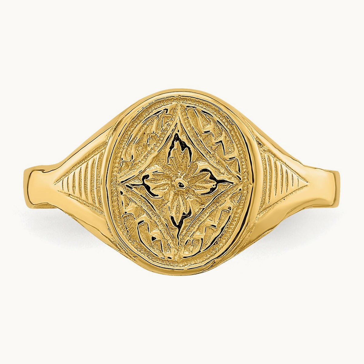 Oval Flower Baby Ring, 14K