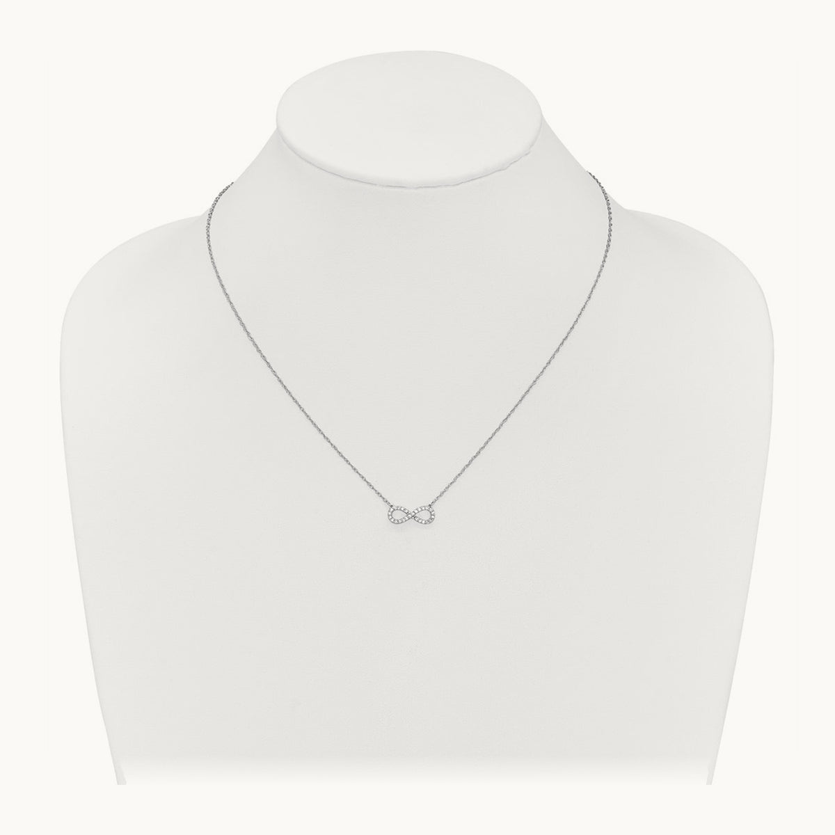 Polished Diamond Infinity Symbol 18 inch Necklace — 14K White Gold