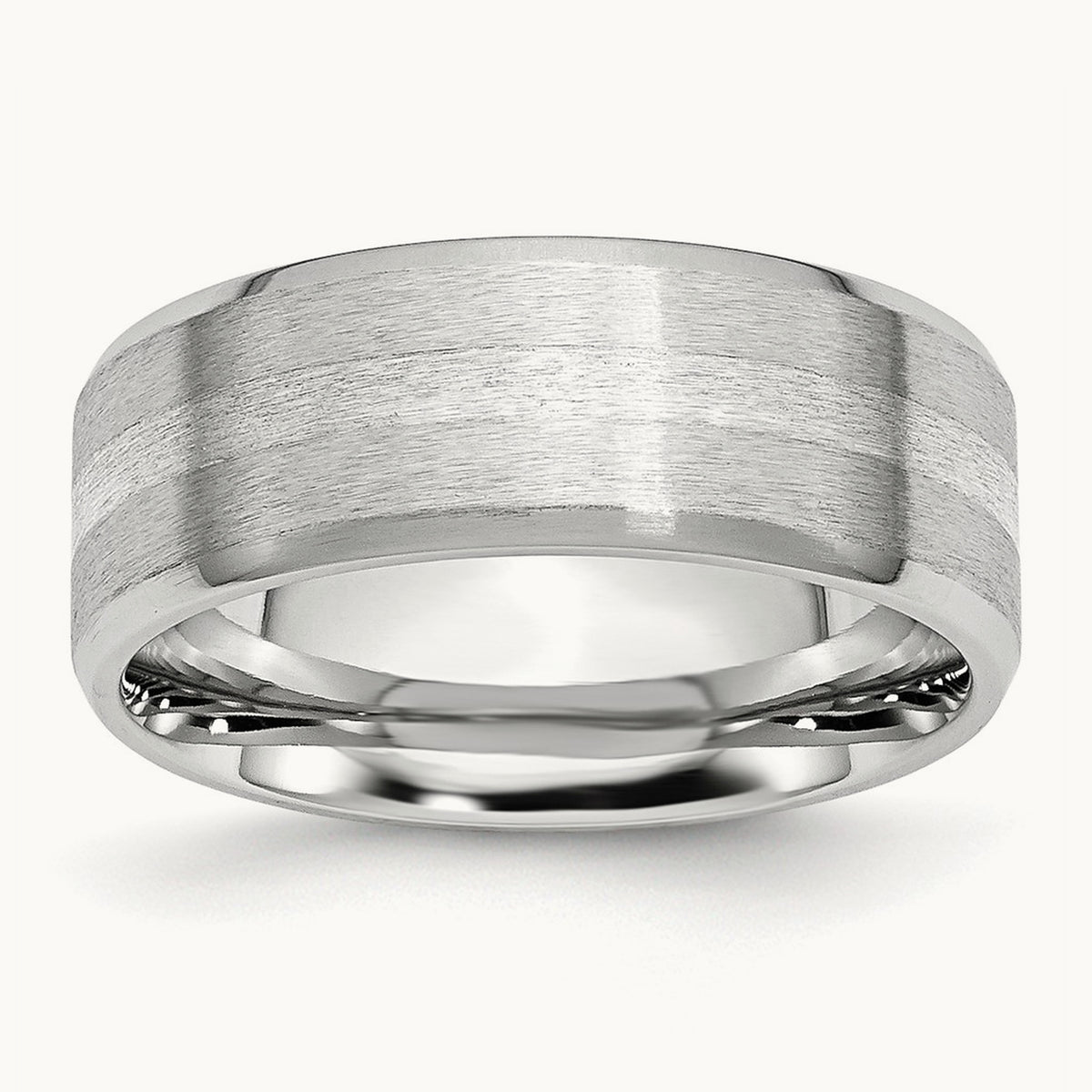 Cobalt Sterling Silver Inlay Satin and Polished Beveled Edge Band — photo set (2)