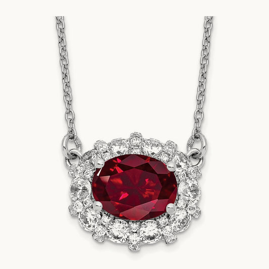 Created Ruby Necklace, 1.00 ct tw Lab-Grown Diamond