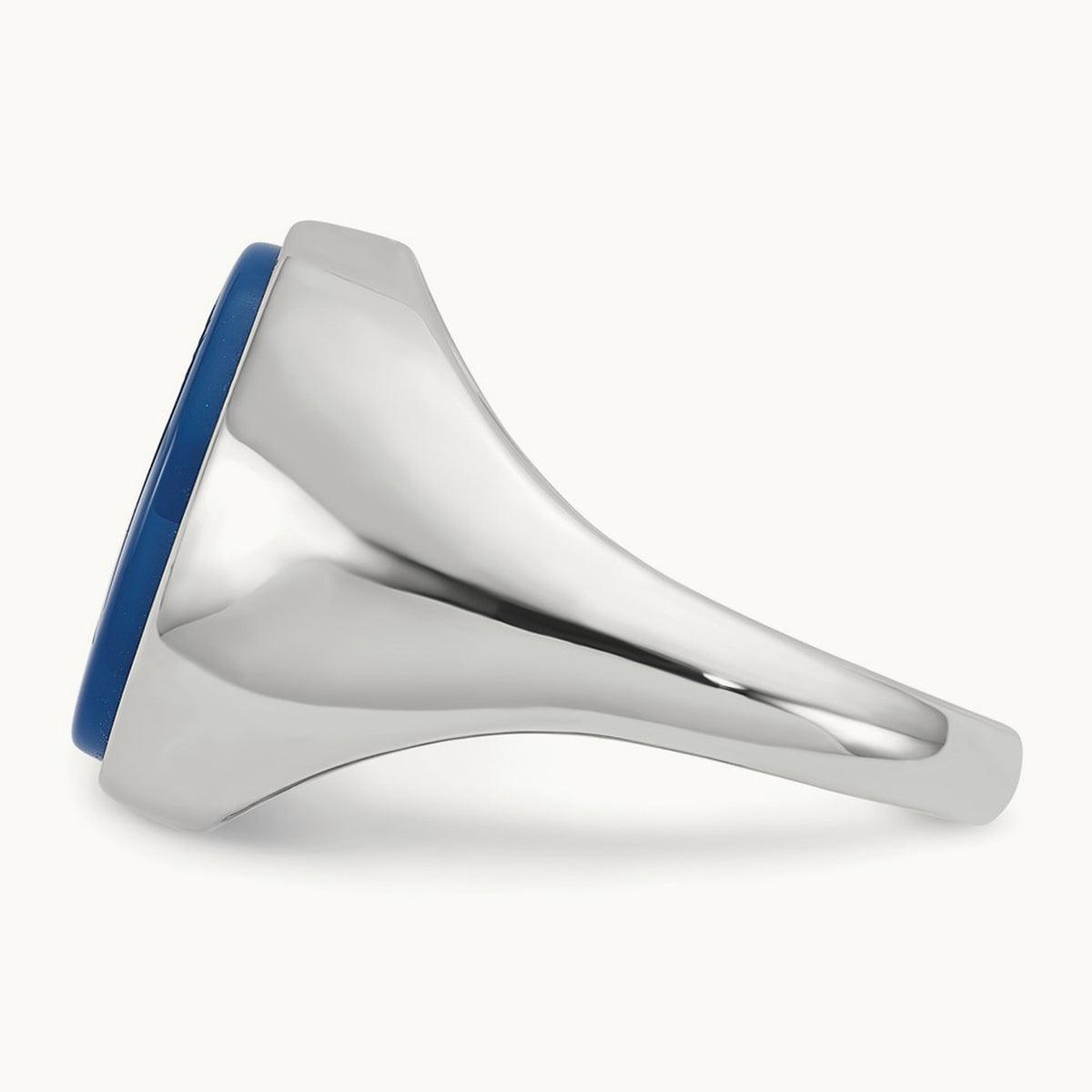 IBGoodman Men's Blue Agate Intaglio Complete Ring, 14K White Gold