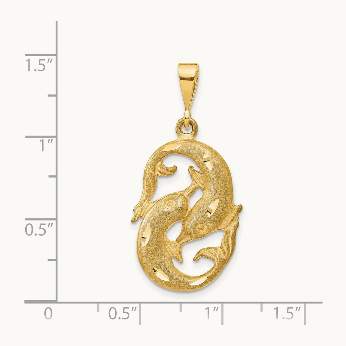 Satin Diamond-cut Pisces Zodiac Charm — 35mm