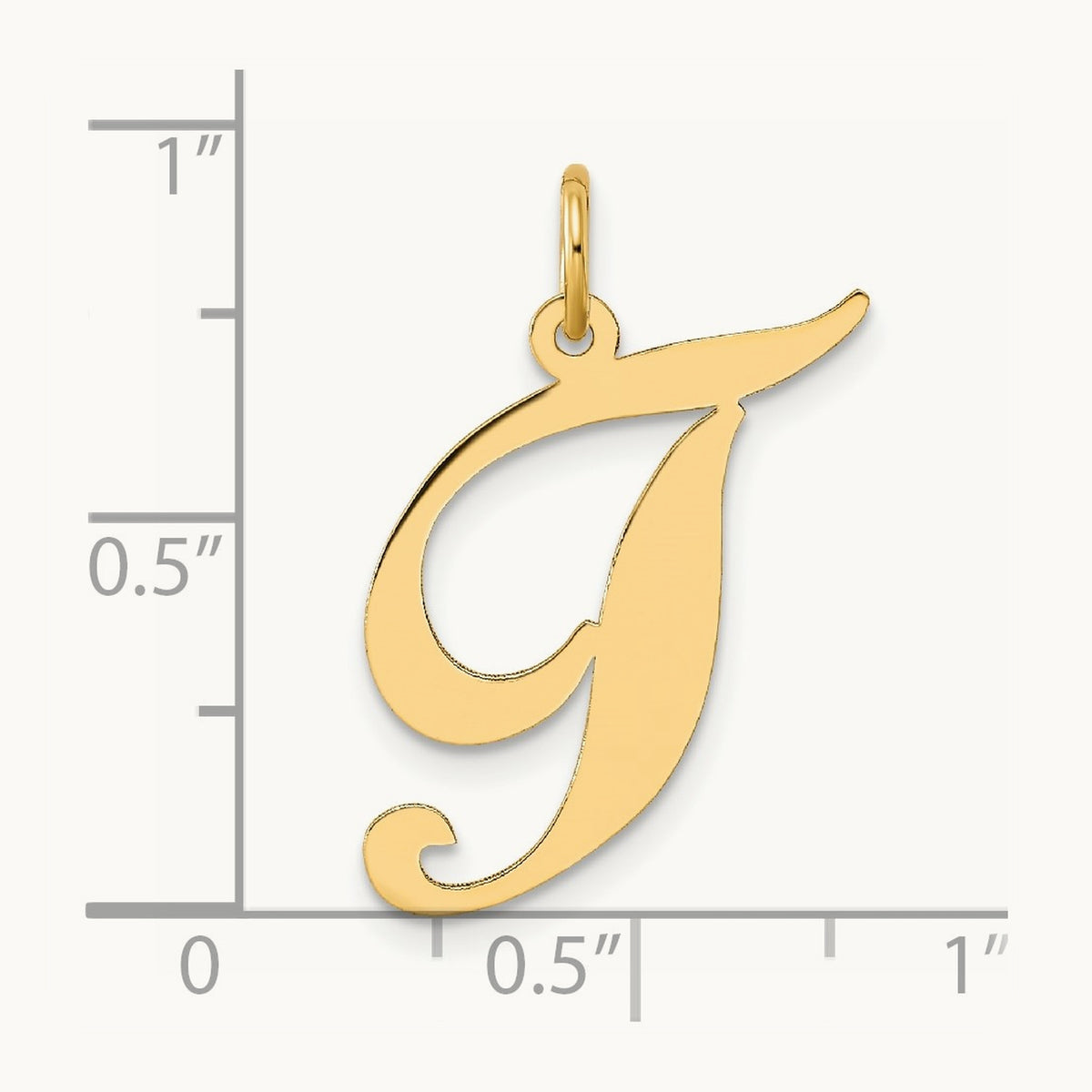 Large Fancy Script Initial Charm — 14K Yellow Gold, T