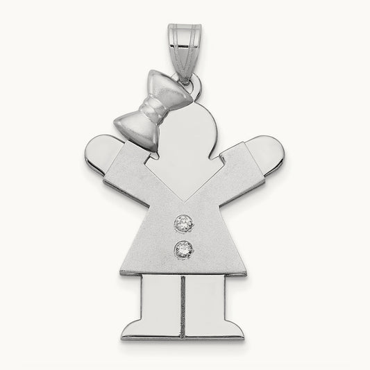 AA Diamond Kid Pendant, 14K White Gold