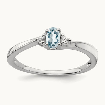 Aquamarine and Diamond Ring — 14K White Gold