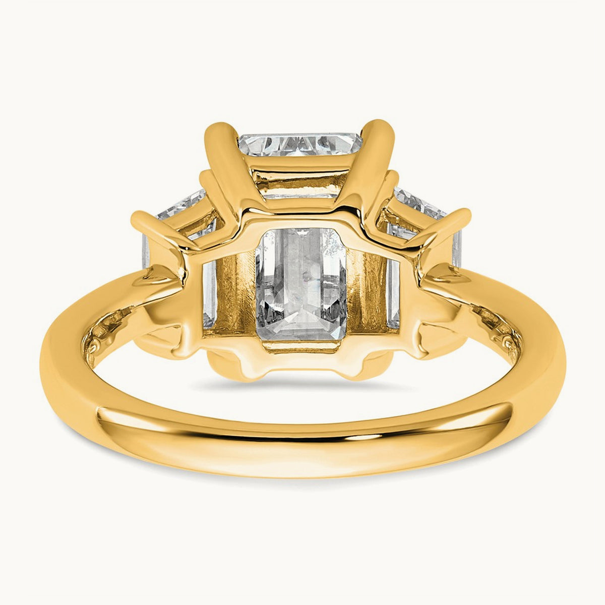 Emerald & Trapezoid Engagement Ring, 1.25-4.00 ct tw Lab-Grown Diamond — 4 ct, 14K Yellow Gold