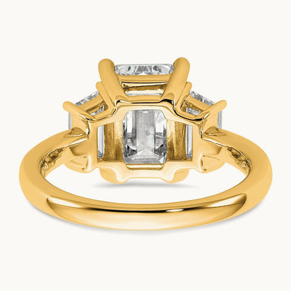 Emerald & Trapezoid Engagement Ring, 1.25-4.00 ct tw Lab-Grown Diamond — 4 ct, 14K Yellow Gold