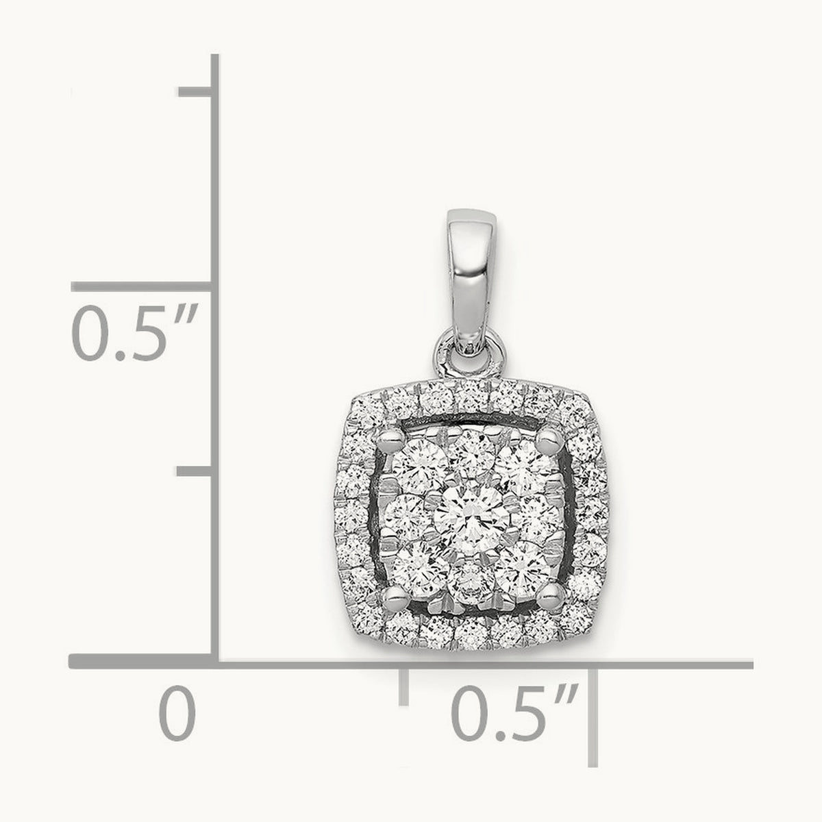 1/2ct. Diamond Square Cluster Pendant, 14K White Gold