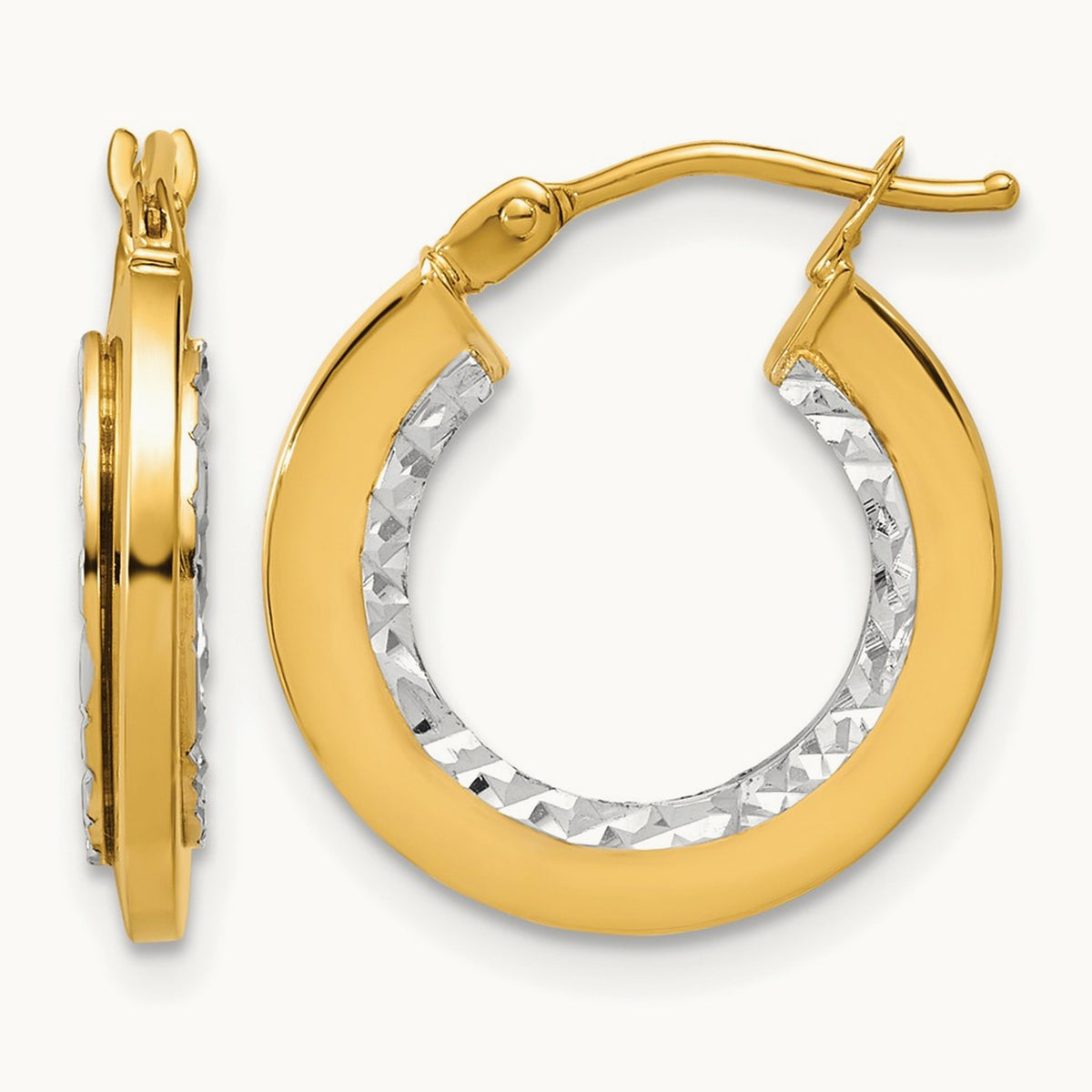 w/ Polished and Diamond-cut Round Hoop Earrings — Leslie's — photo set