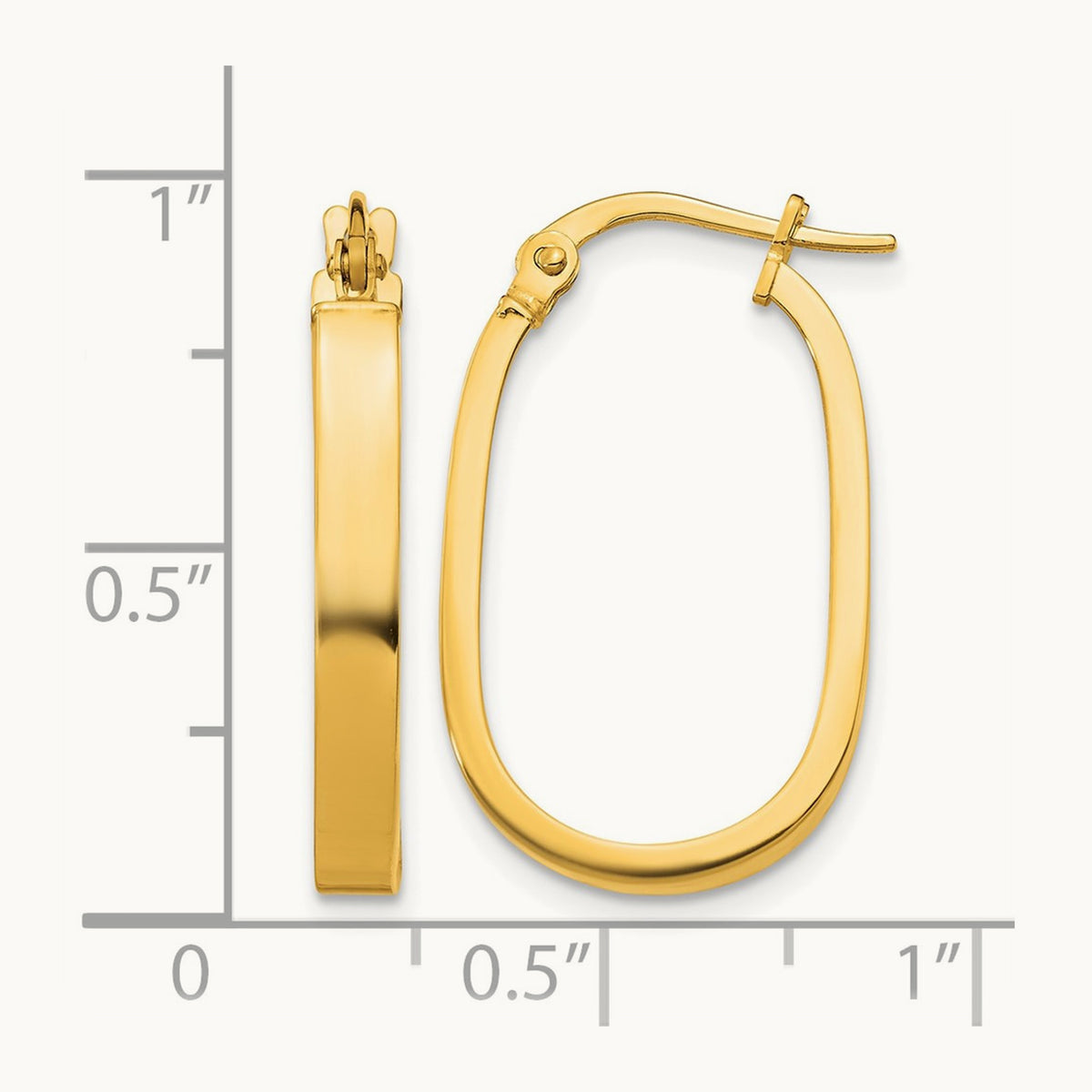 Oval Hoop Earrings — 14K Yellow Gold, 3x23mm