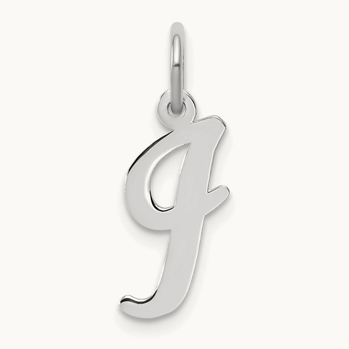 Medium Script Initial Charm — 14K White Gold, I