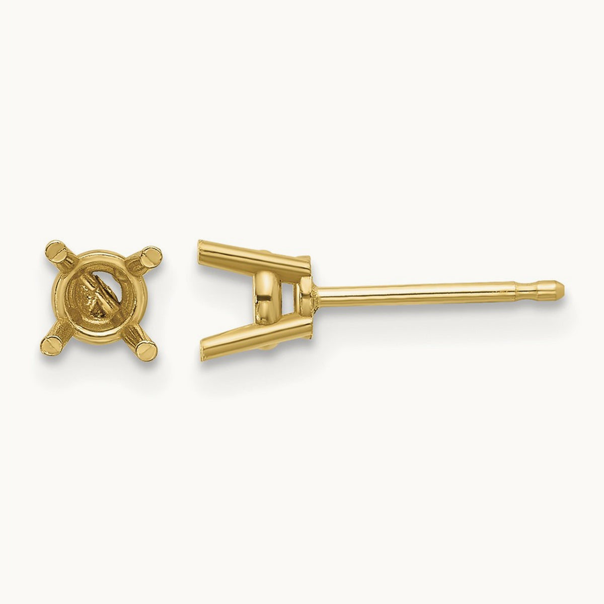 Round Earring Mountings, 4mm, 14K