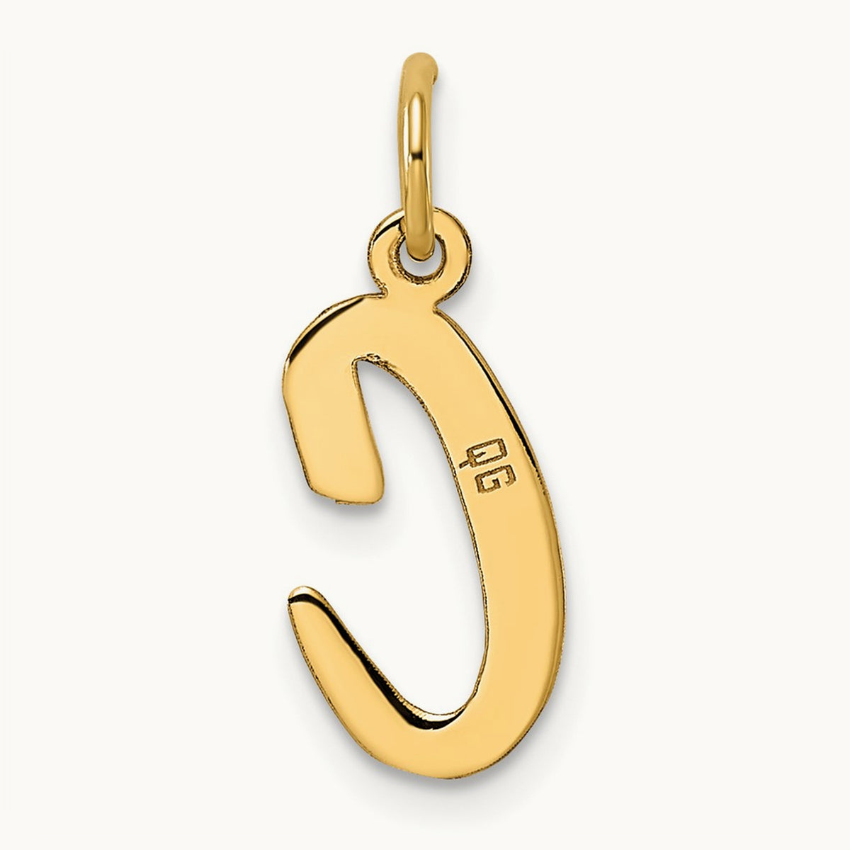 Medium Script Initial Charm — 14K Yellow Gold, C