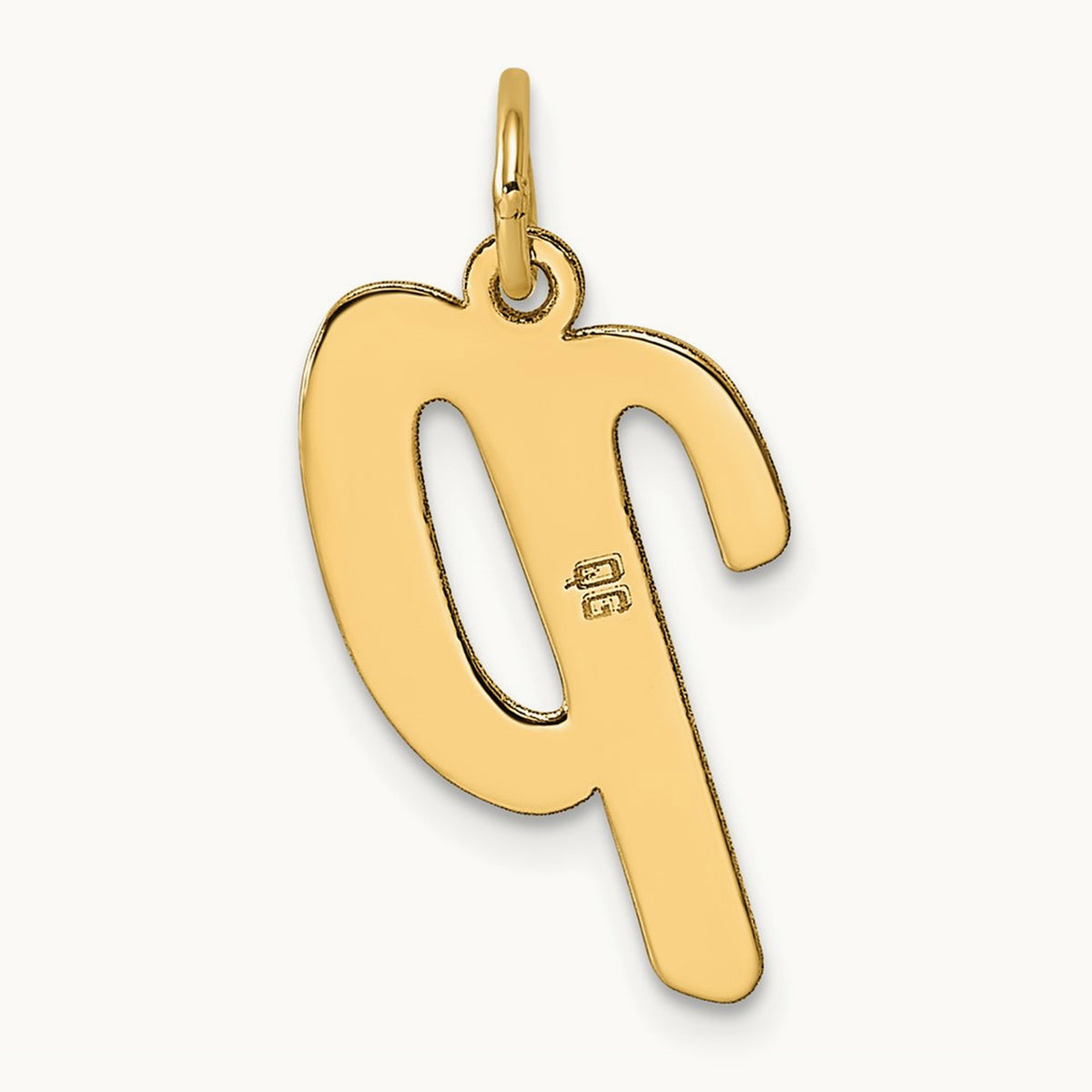 Large Script Initial Charm — 14K Yellow Gold, P