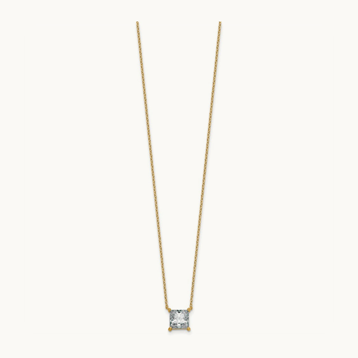 Princess Pendant Necklace, 0.25-4.00 ct tw Lab-Grown Diamond — 2 ct, 14K Yellow Gold