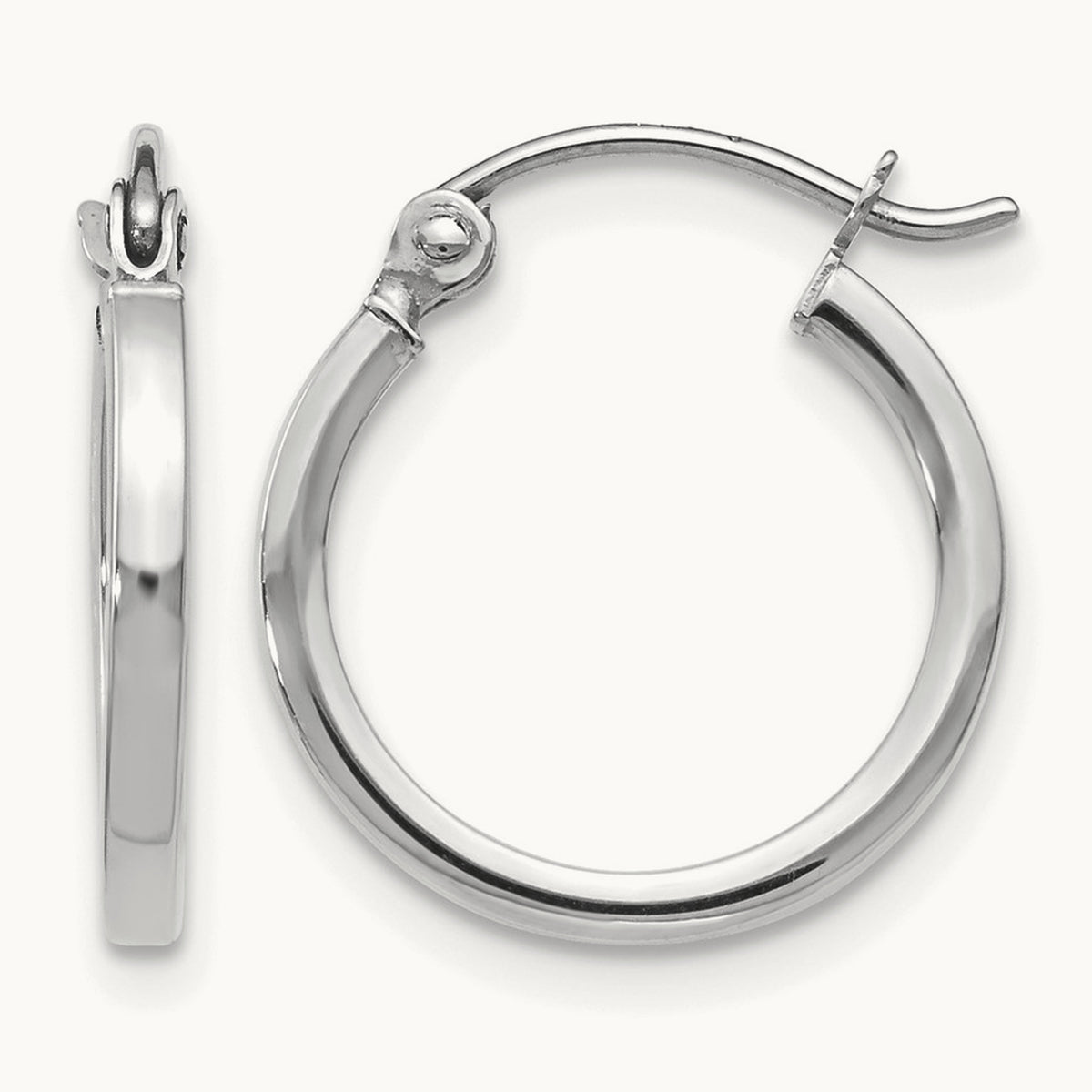 Polished Hoop Earrings, 10K White Gold — Leslie's
