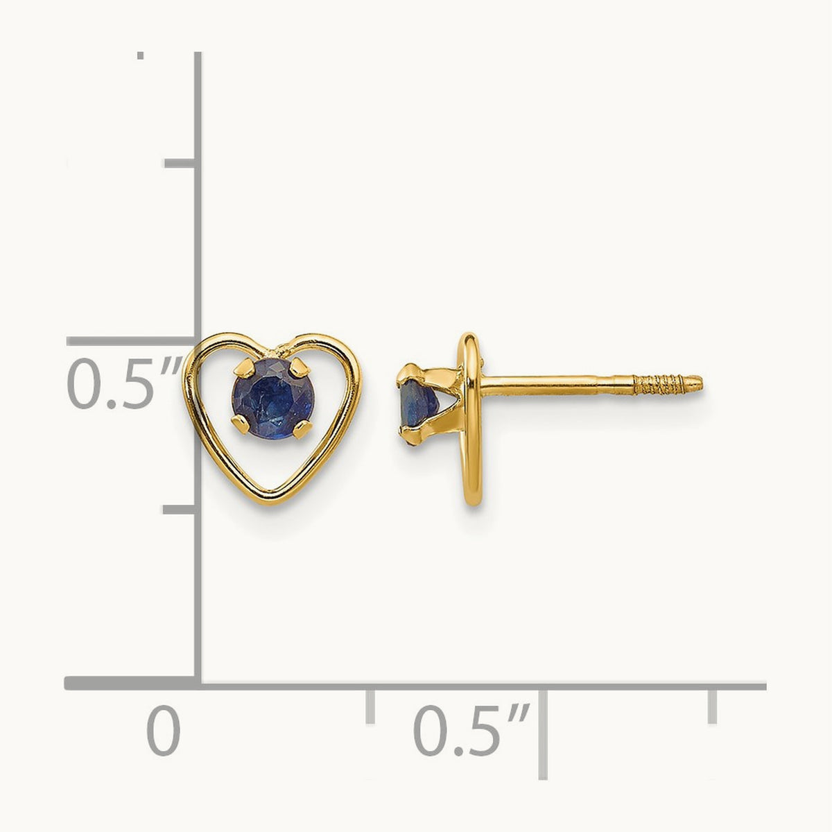 Madi K Created Sapphire Birthstone Heart Earrings, 3mm, 14K