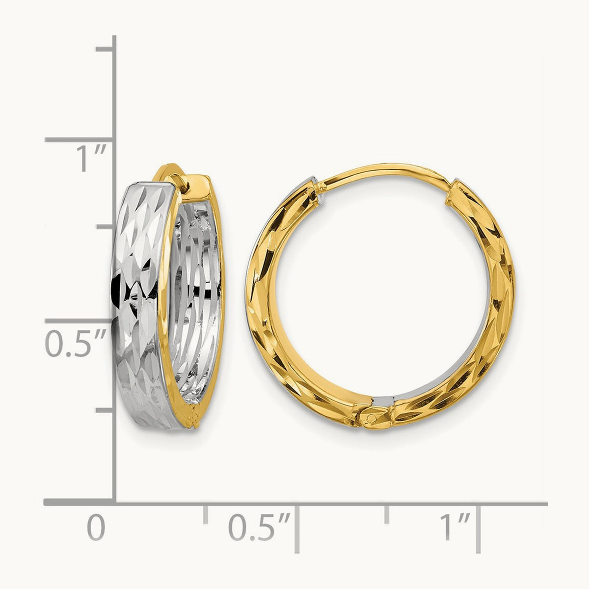 w/RH Polish/Dia-cut Square Tube Hinged Hoop Earrings, 14K — Leslie's