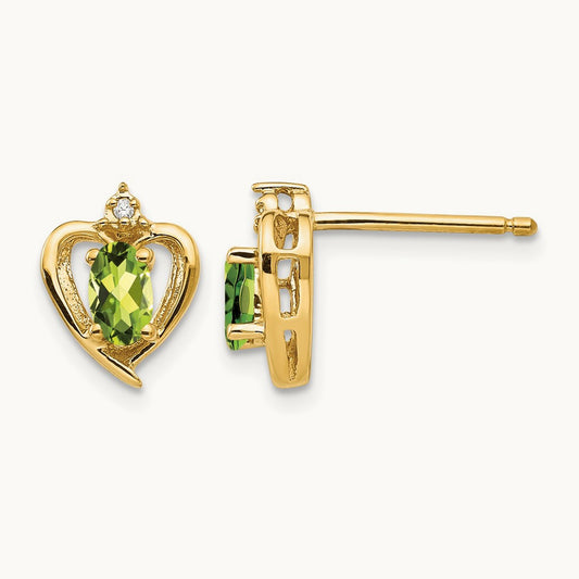 Peridot and Diamond Heart Earrings — photo set