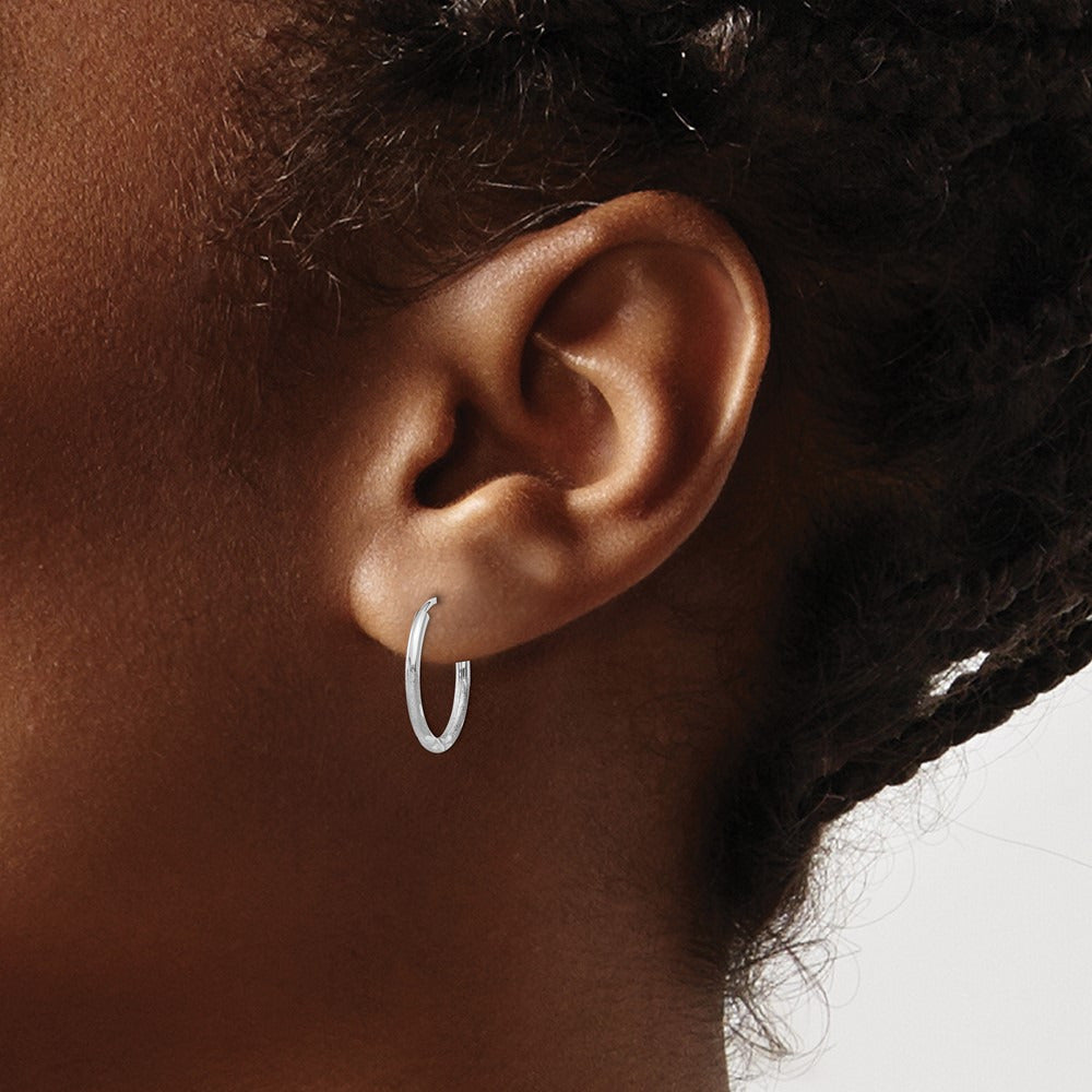 Diamond-cut Endless Hoop Earrings — 14mm, 1.5mm