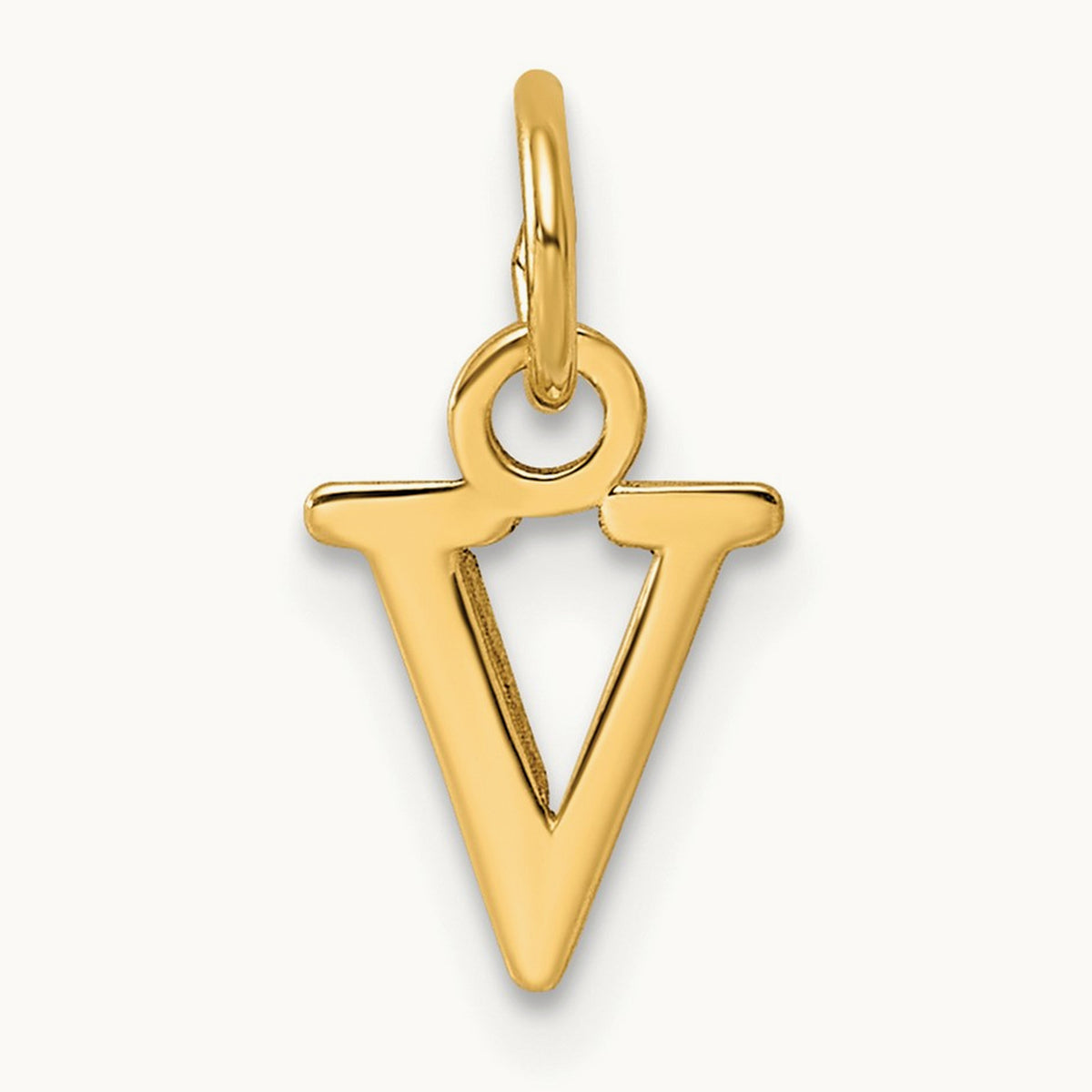 Cutout Letter V Initial Pendant, 14K Yellow Gold