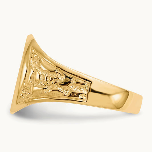 11.0x14. Closed Back Mens Signet Ring, 5mm, 14K
