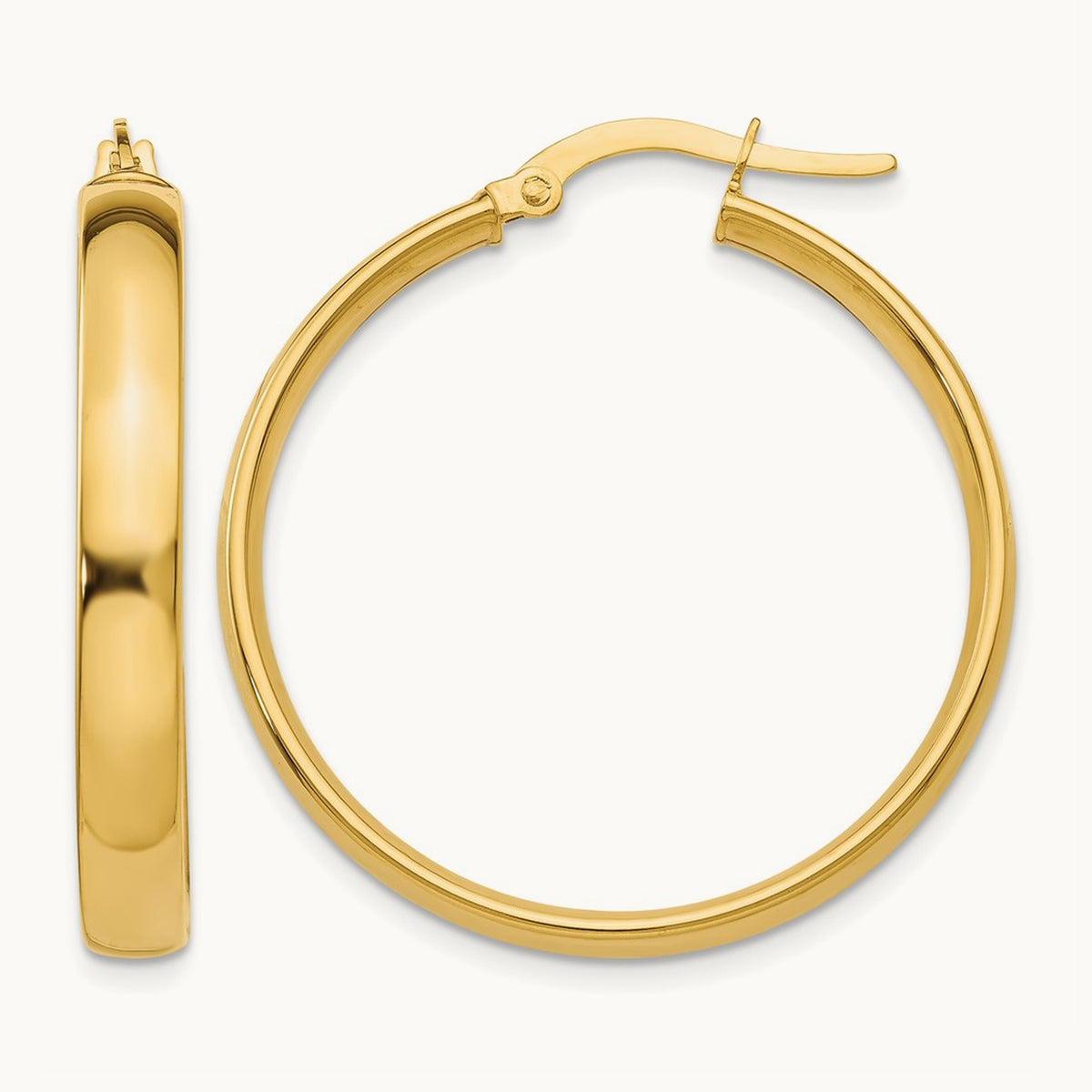 Polished Hoop Earrings, 14K
