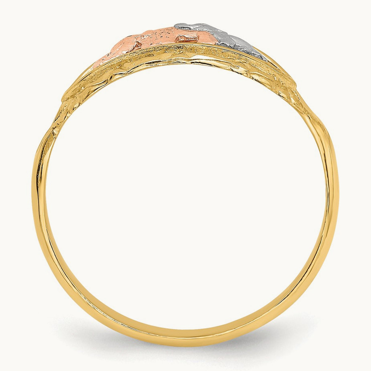 w/White Rhodium Two Elephants Ring, 14K Two-tone