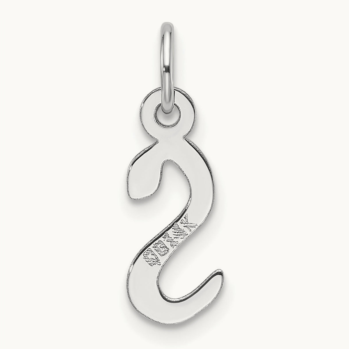 Slanted Block Initial Charm — 14K White Gold, S