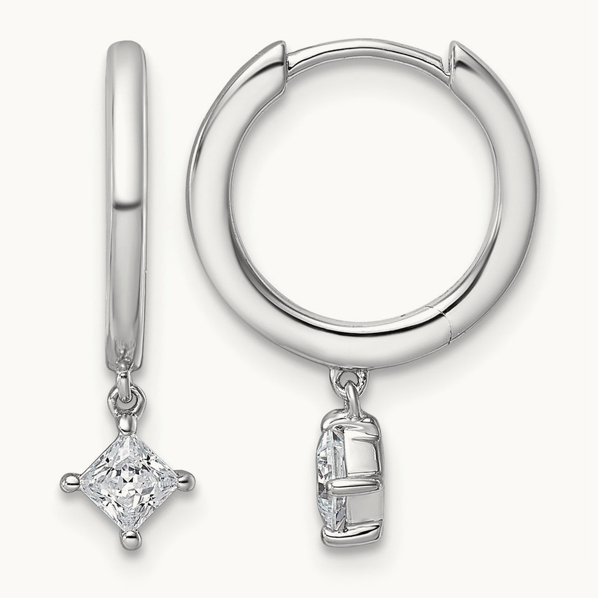 Dangle Princess Hoop Earrings, 0.25-0.50 ct tw Lab-Grown Diamond — 1/3 ct, 14K White Gold